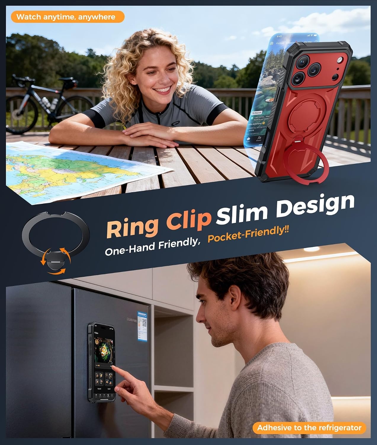 image:imageFNTCASE for Samsung Galaxy S26FE Case with 360 Spin Magnetic KickstandRed