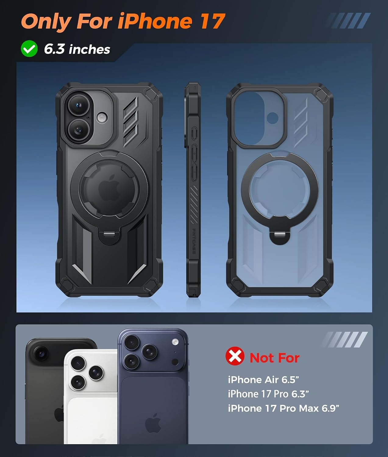 image:imageFNTCASE for Samsung Galaxy S26FE Case with 360 Spin Magnetic KickstandTranslucent Black