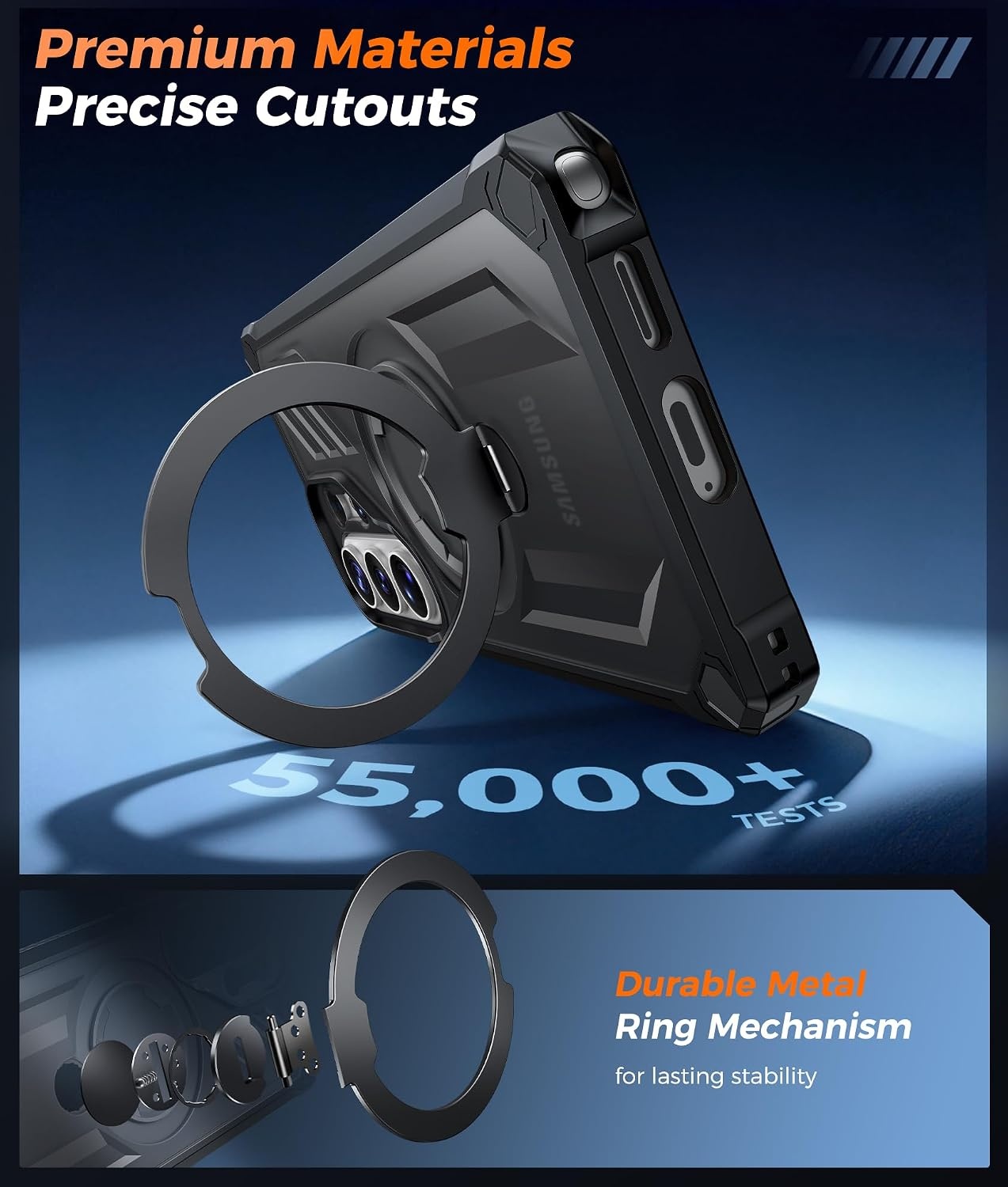 image:imageFNTCASE for Samsung Galaxy S26FE Case with 360 Spin Magnetic KickstandTranslucent Black