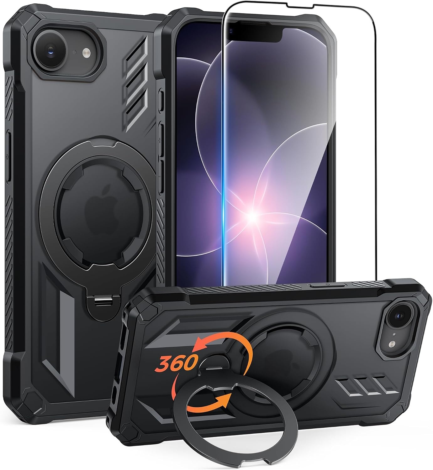 image:imageFNTCASE for Samsung Galaxy S26FE Case with 360 Spin Magnetic KickstandTranslucent Black