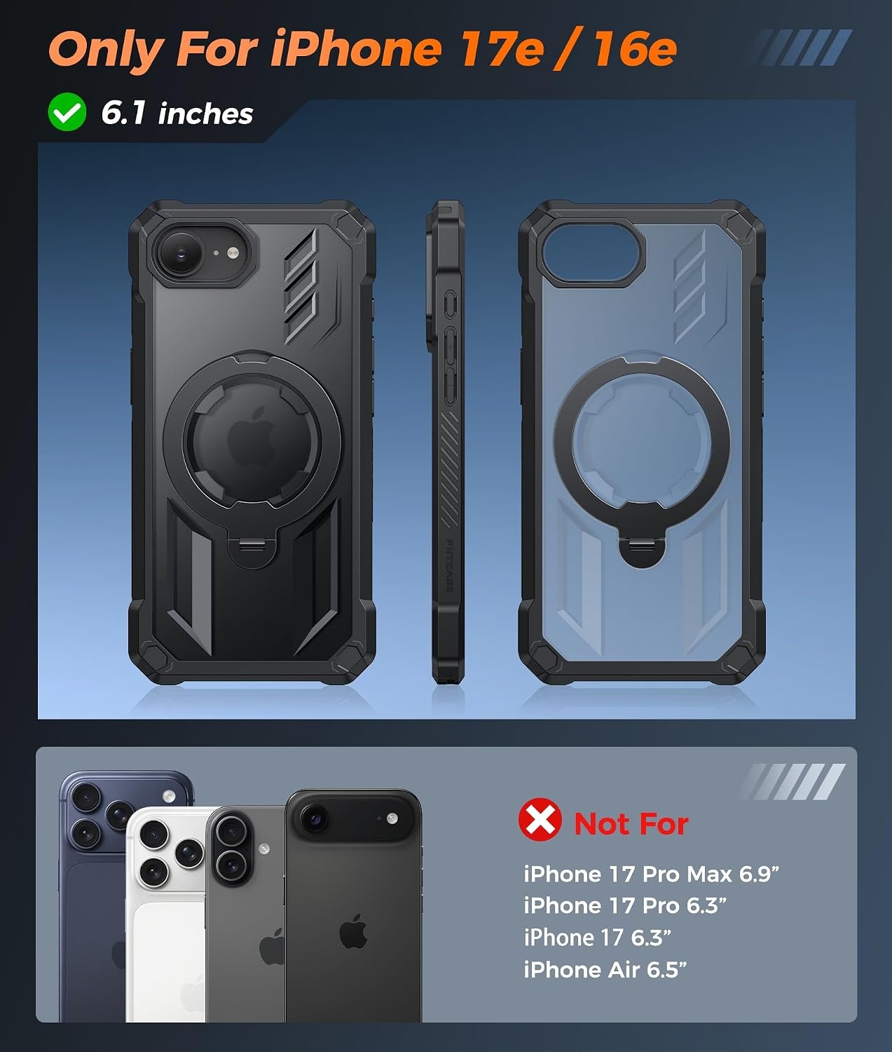 image:imageFNTCASE for Samsung Galaxy S26FE Case with 360 Spin Magnetic KickstandTranslucent Black