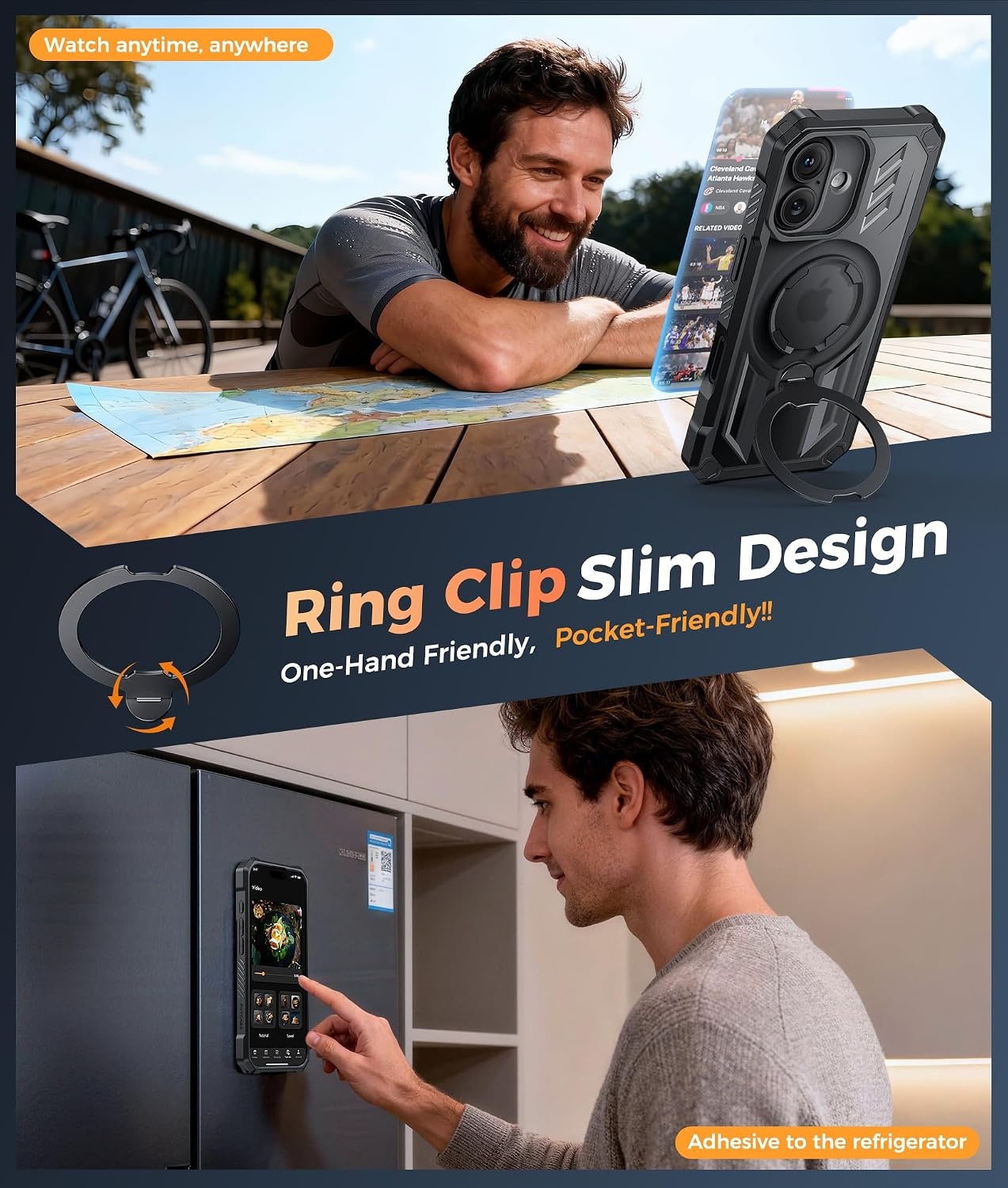 image:imageFNTCASE for Samsung Galaxy S26FE Case with 360 Spin Magnetic KickstandTranslucent Black