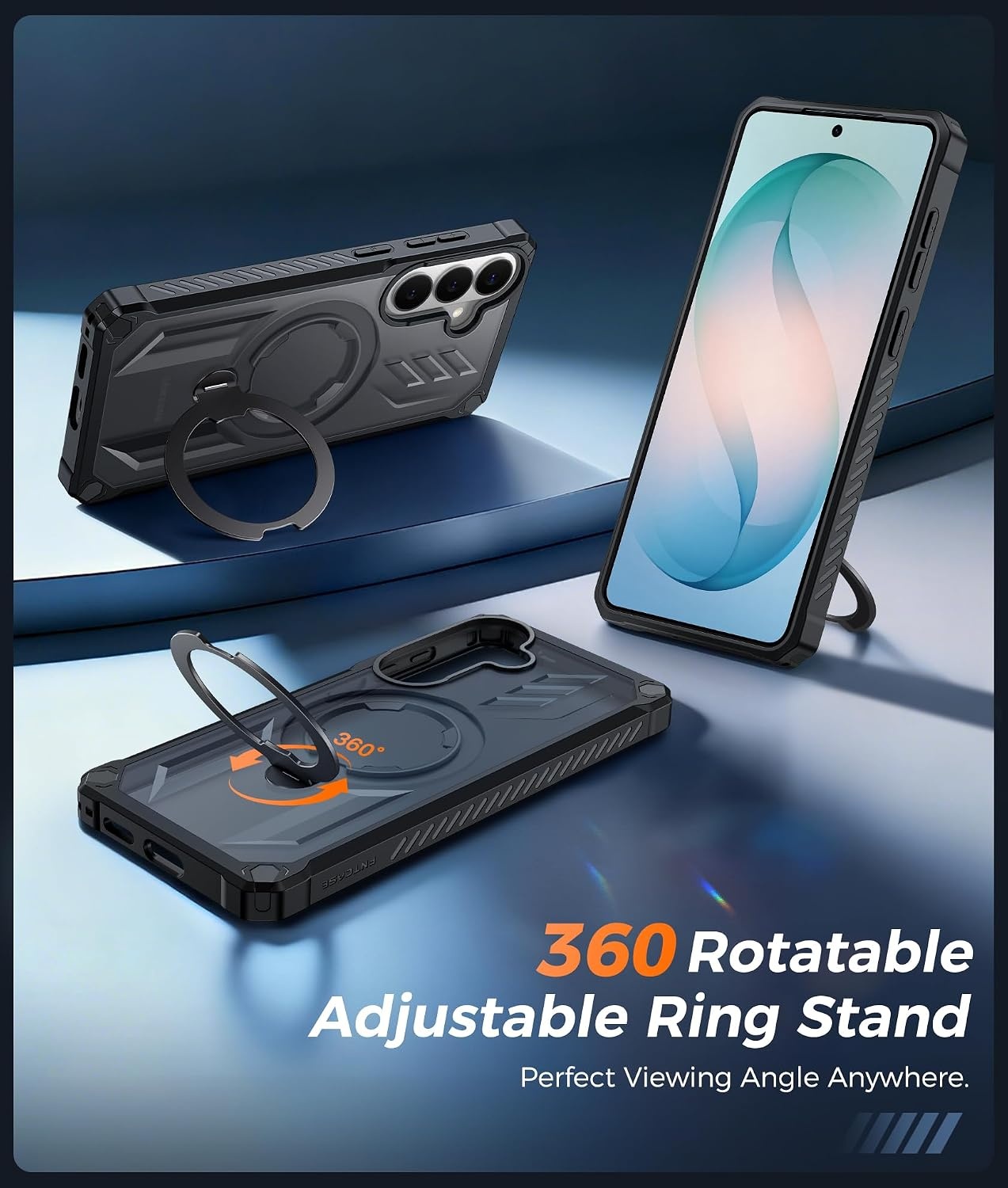 image:imageFNTCASE for Samsung Galaxy S26FE Case with 360 Spin Magnetic KickstandTranslucent Black