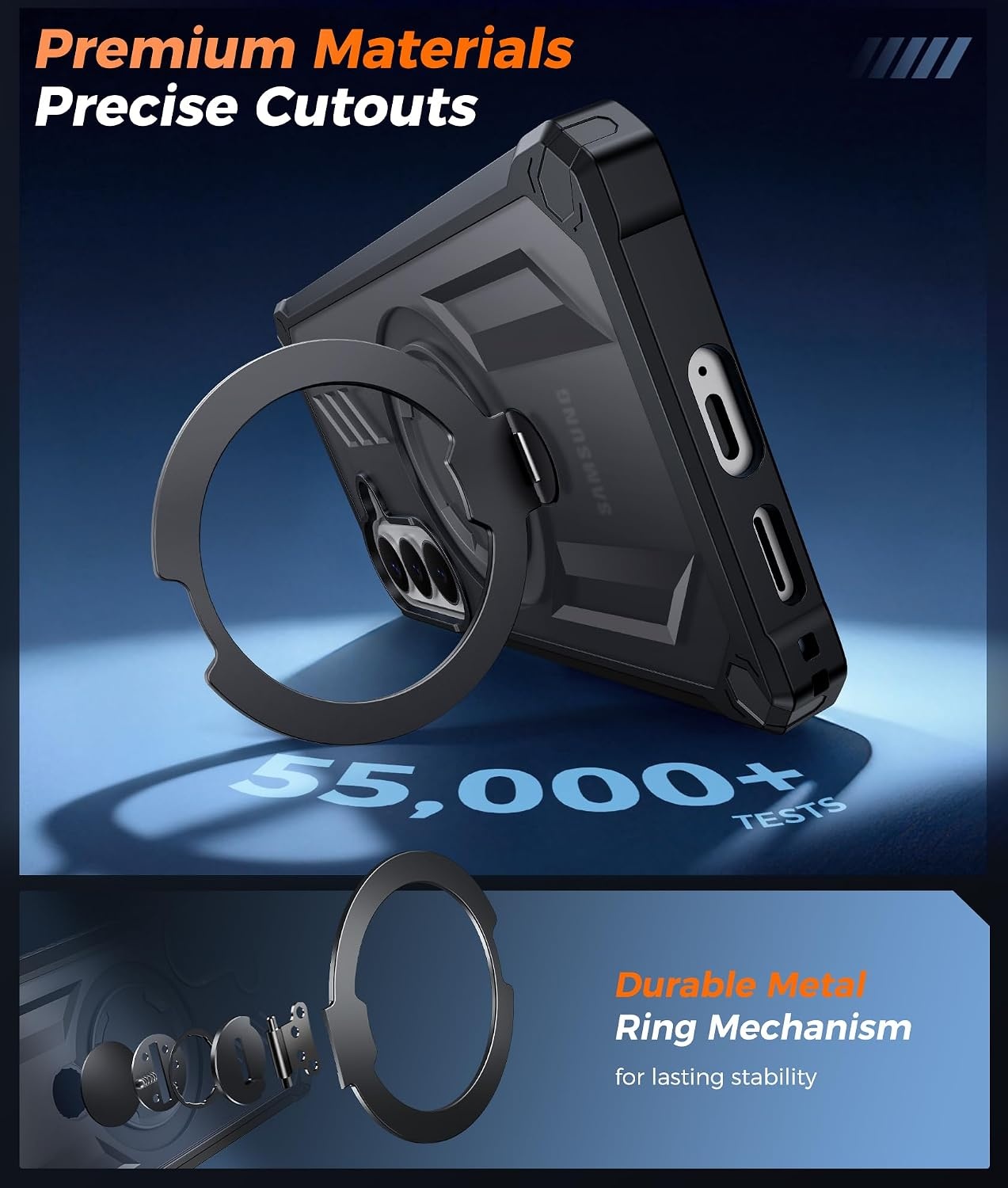 image:imageFNTCASE for Samsung Galaxy S26FE Case with 360 Spin Magnetic KickstandTranslucent Black