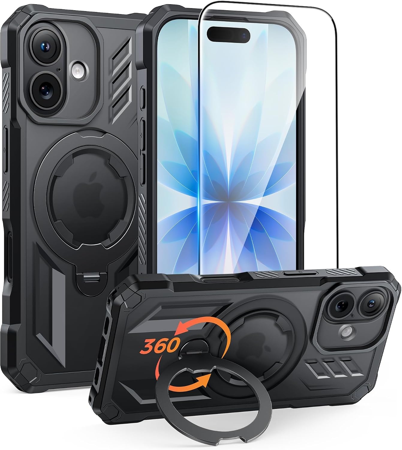 image:imageFNTCASE for Samsung Galaxy S26FE Case with 360 Spin Magnetic KickstandTranslucent Black