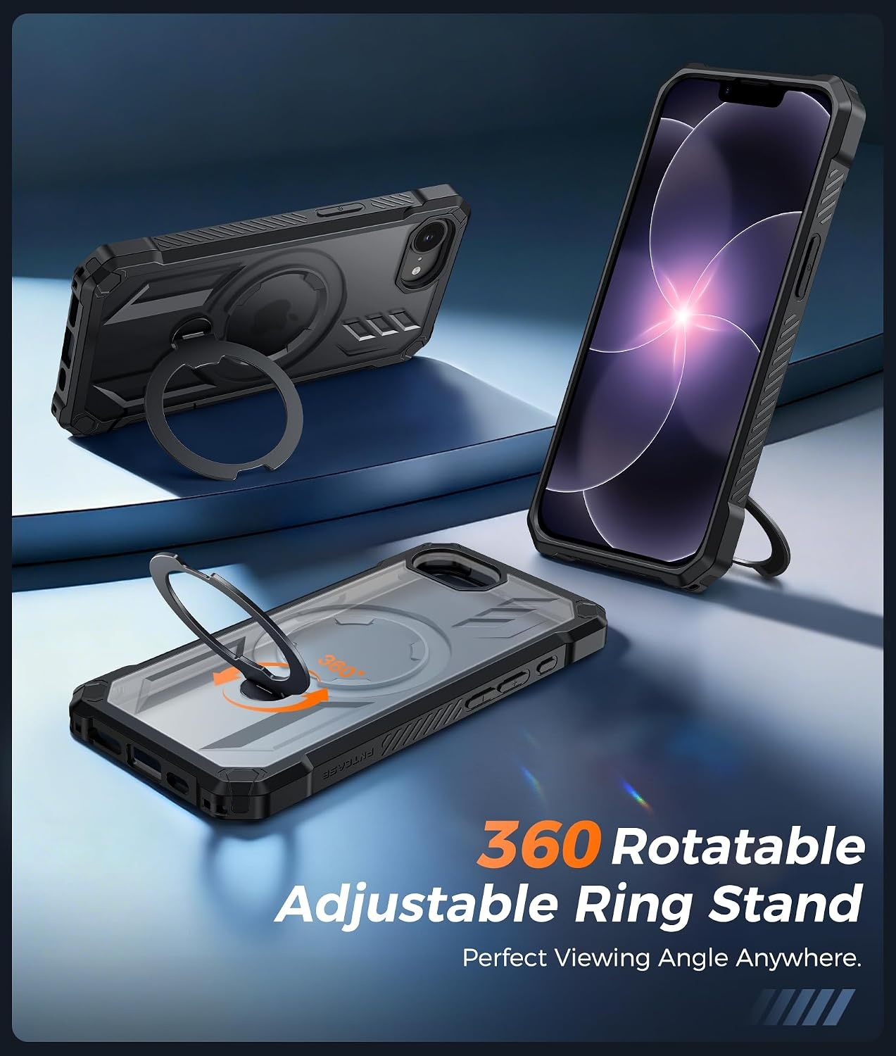 image:imageFNTCASE for Samsung Galaxy S26FE Case with 360 Spin Magnetic KickstandTranslucent Black