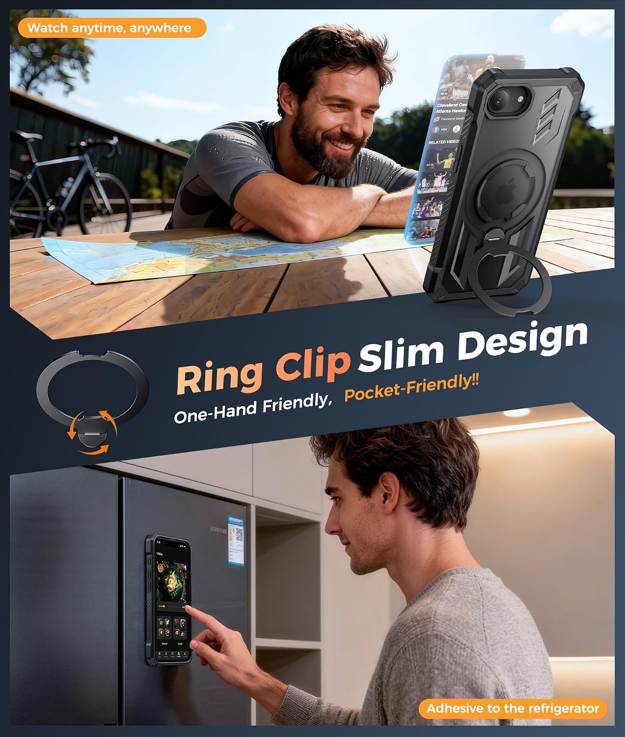 image:imageFNTCASE for Samsung Galaxy S26FE Case with 360 Spin Magnetic KickstandTranslucent Black