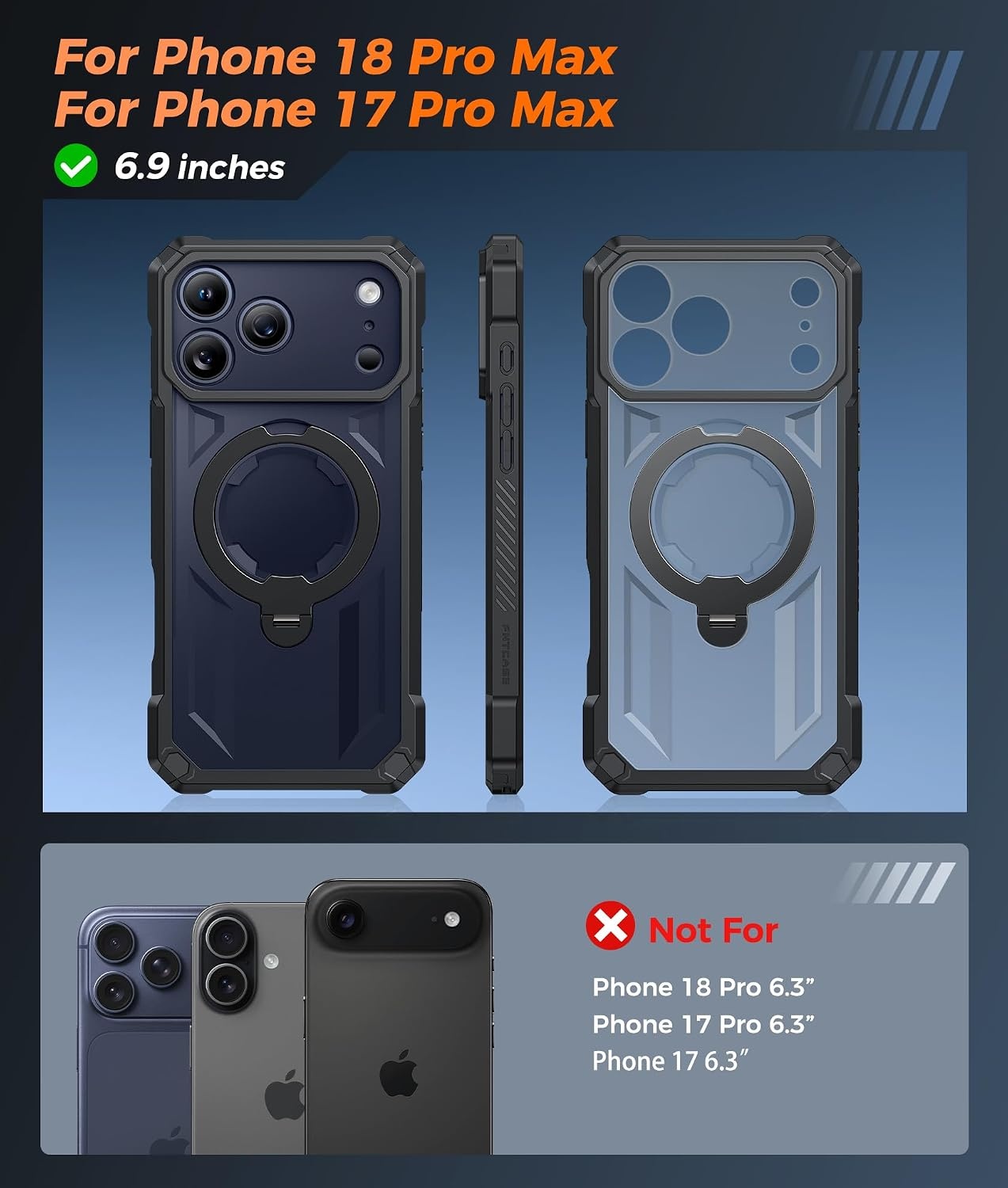 image:imageFNTCASE for Samsung Galaxy S26FE Case with 360 Spin Magnetic KickstandTranslucent Black
