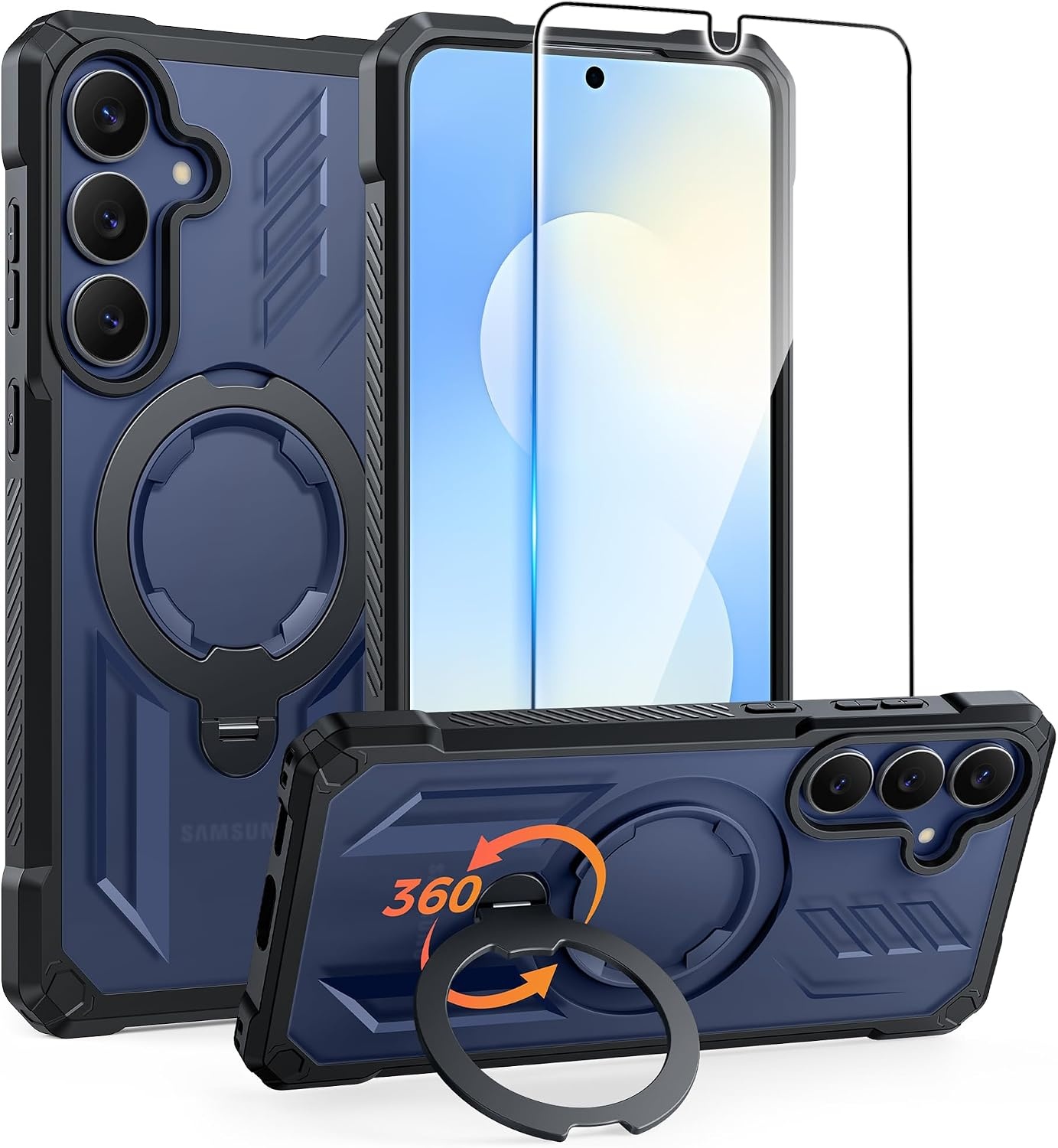 image:imageFNTCASE for Samsung Galaxy S26FE Case with 360 Spin Magnetic KickstandTranslucent Black