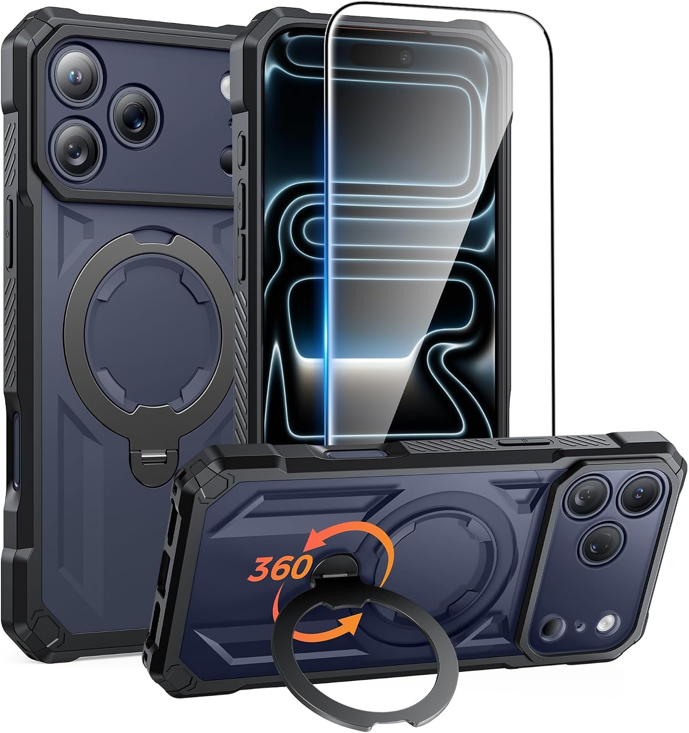 image:imageFNTCASE for Samsung Galaxy S26FE Case with 360 Spin Magnetic KickstandTranslucent Black