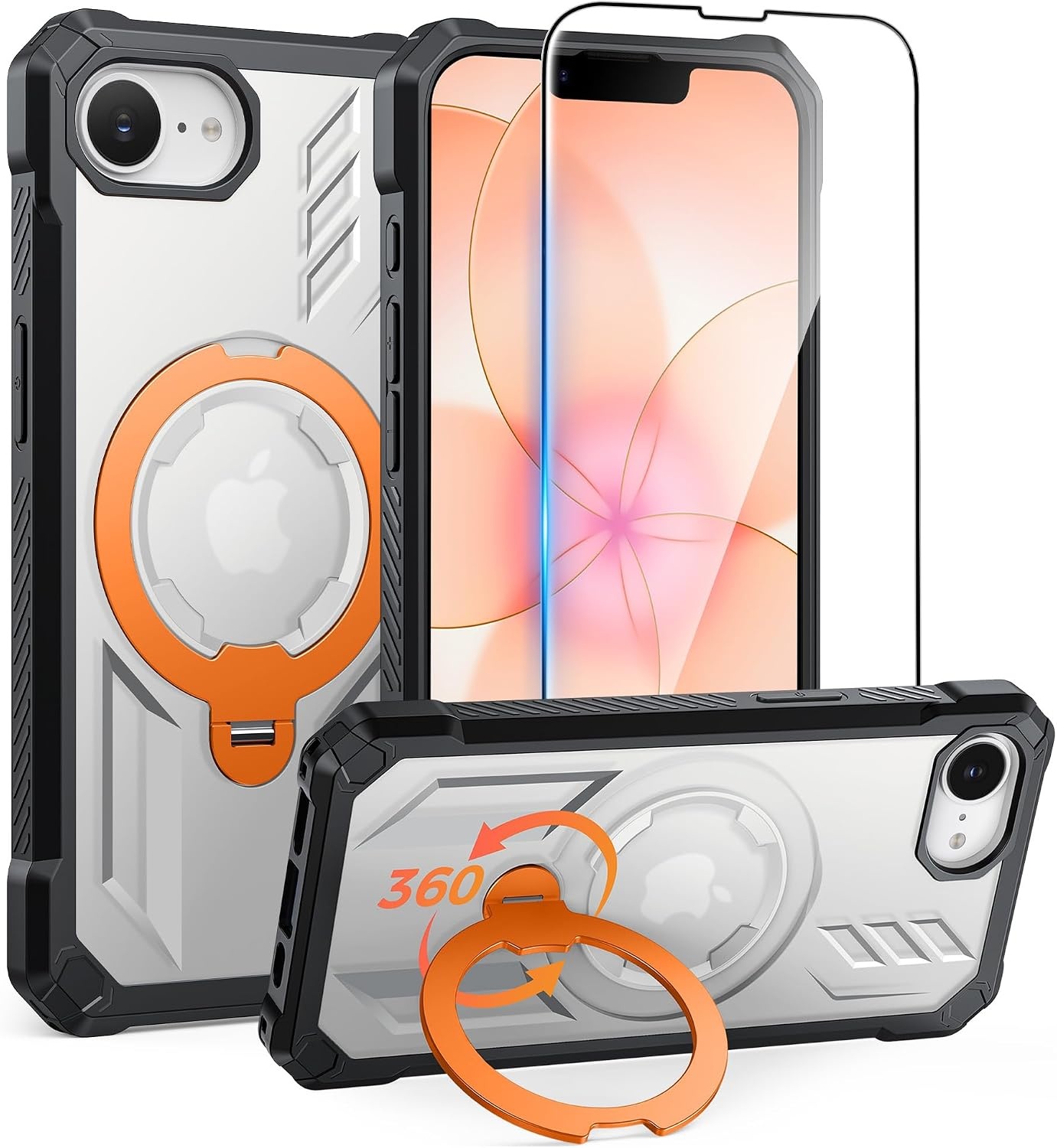 image:imageFNTCASE for Samsung Galaxy S26FE Case with 360 Spin Magnetic KickstandTranslucent Orange