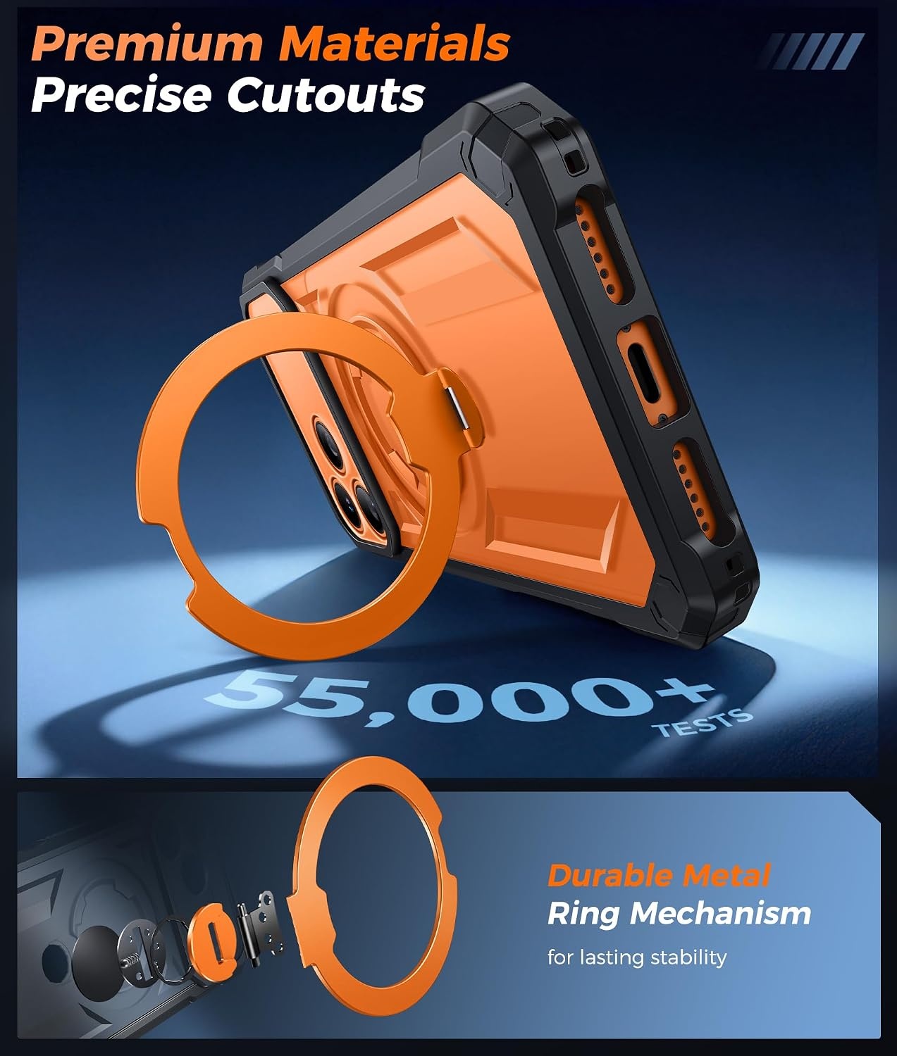 image:imageFNTCASE for Samsung Galaxy S26FE Case with 360 Spin Magnetic KickstandTranslucent Orange