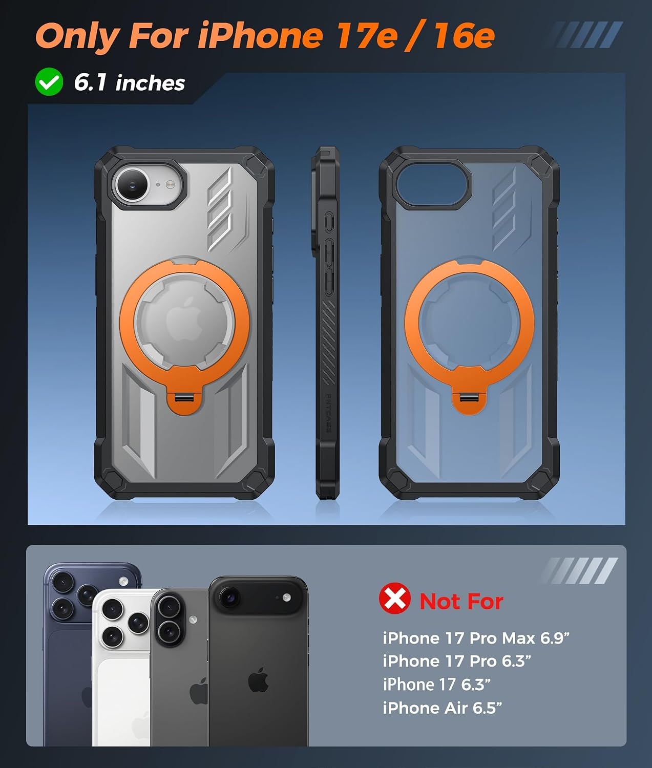 image:imageFNTCASE for Samsung Galaxy S26FE Case with 360 Spin Magnetic KickstandTranslucent Orange