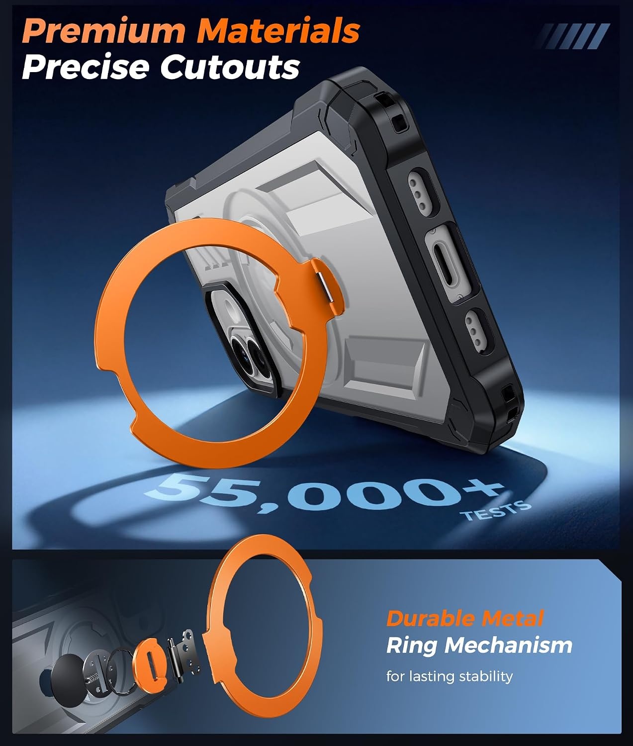 image:imageFNTCASE for Samsung Galaxy S26FE Case with 360 Spin Magnetic KickstandTranslucent Orange