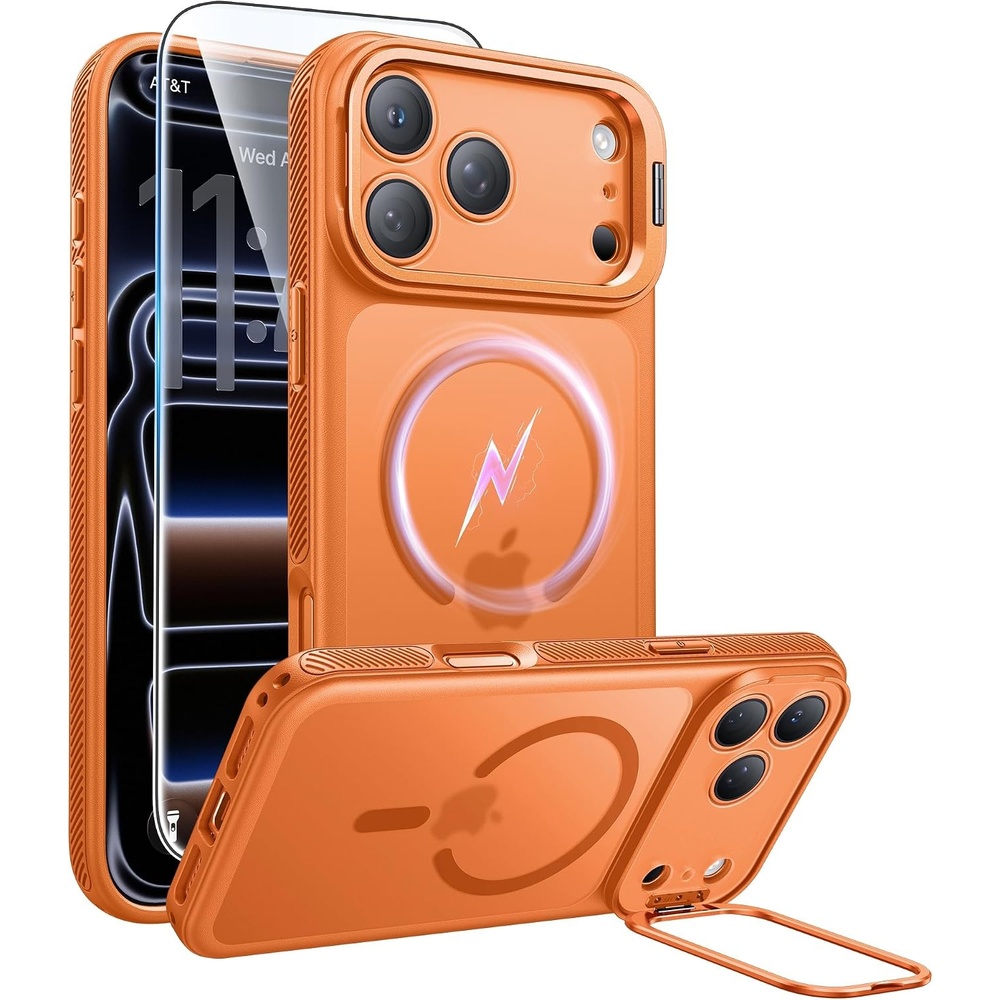 image:imageFNTCASE for Phone Pro Case 18 SeriesPhone 17 Pro Case with StandOrange