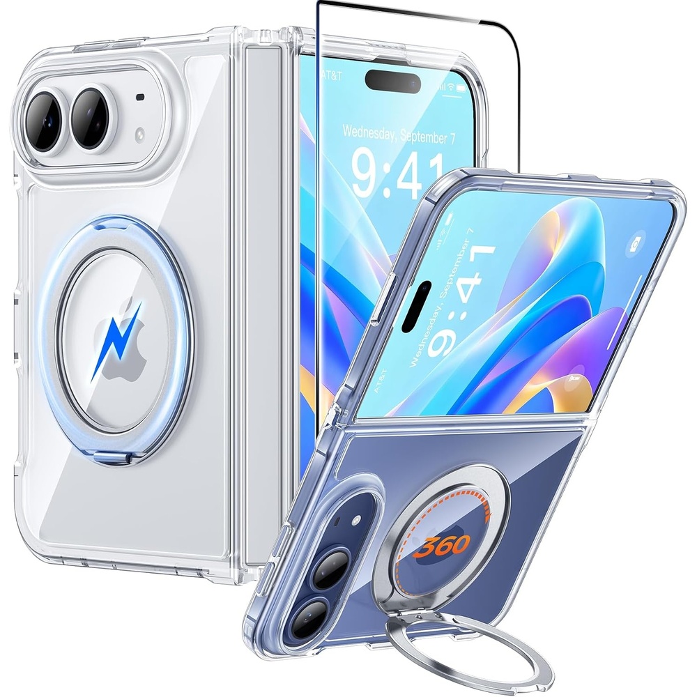 image:imageFNTCASE for Phone UltraPhone fold Case with 360 Spin Magnetic Stand Clear