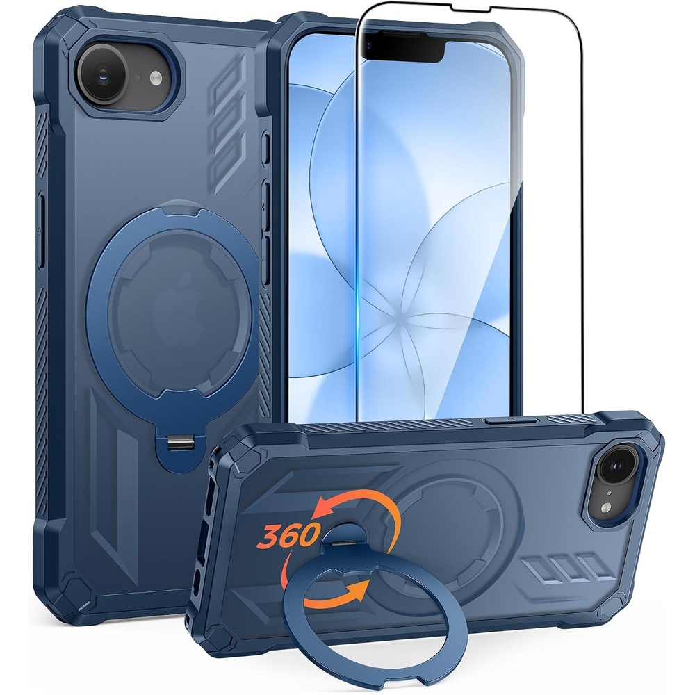 image:imageFNTCASE for Samsung Galaxy S26FE Case with 360 Spin Magnetic KickstandBlue Translucent