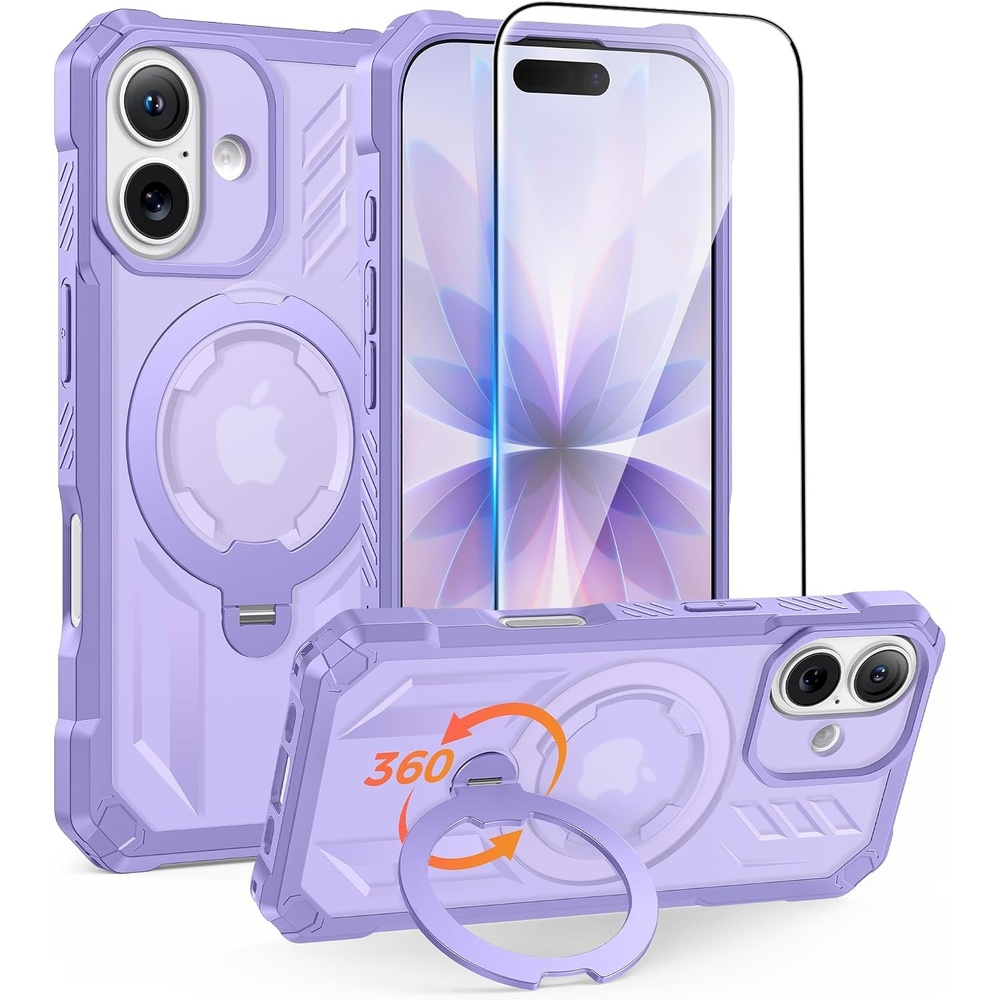 image:imageFNTCASE for Samsung Galaxy S26FE Case with 360 Spin Magnetic KickstandLight Purple