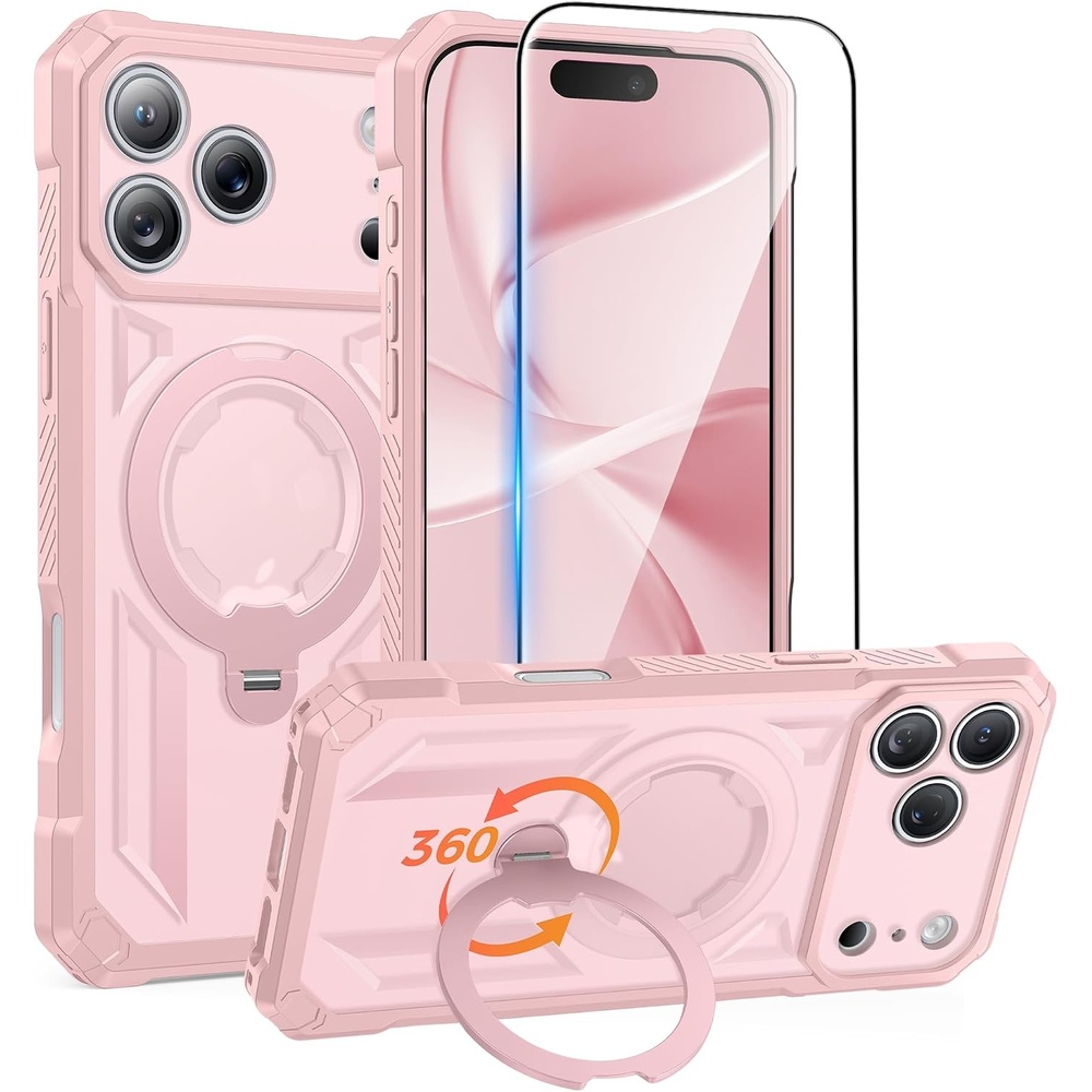 image:imageFNTCASE for Samsung Galaxy S26FE Case with 360 Spin Magnetic KickstandTranslucent Pink