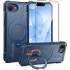 FNTCASE for Samsung Galaxy S26-FE Case with 360 Spin Magnetic Kickstand(Blue Translucent)