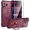 FNTCASE for Samsung Galaxy S26-FE Case with 360 Spin Magnetic Kickstand(Dark Cherry)
