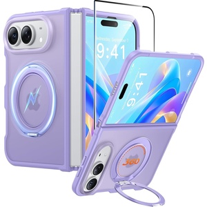 FNTCASE for Phone Ultra/Phone Fold Case with 360 Spin Magnetic Stand Black(Light Purple)