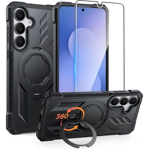 FNTCASE for Samsung Galaxy S26-FE Case with 360 Spin Magnetic Kickstand(Black)