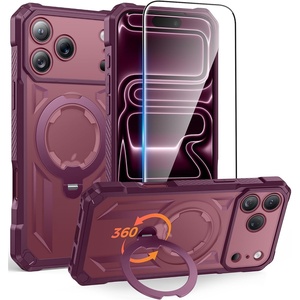 FNTCASE for Samsung Galaxy S26-FE Case with 360 Spin Magnetic Kickstand(Dark Cherry)