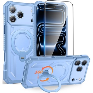 FNTCASE for Samsung Galaxy S26-FE Case with 360 Spin Magnetic Kickstand(Light Blue)