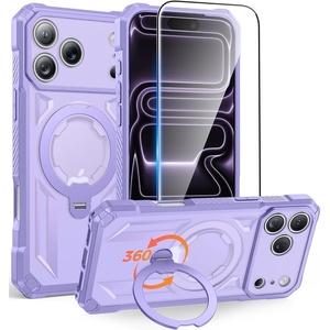 FNTCASE for Samsung Galaxy S26-FE Case with 360 Spin Magnetic Kickstand(LightPurple)