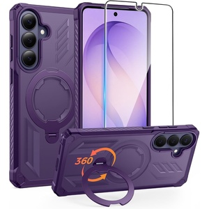 FNTCASE for Samsung Galaxy S26-FE Case with 360 Spin Magnetic Kickstand(Translucent Purple)
