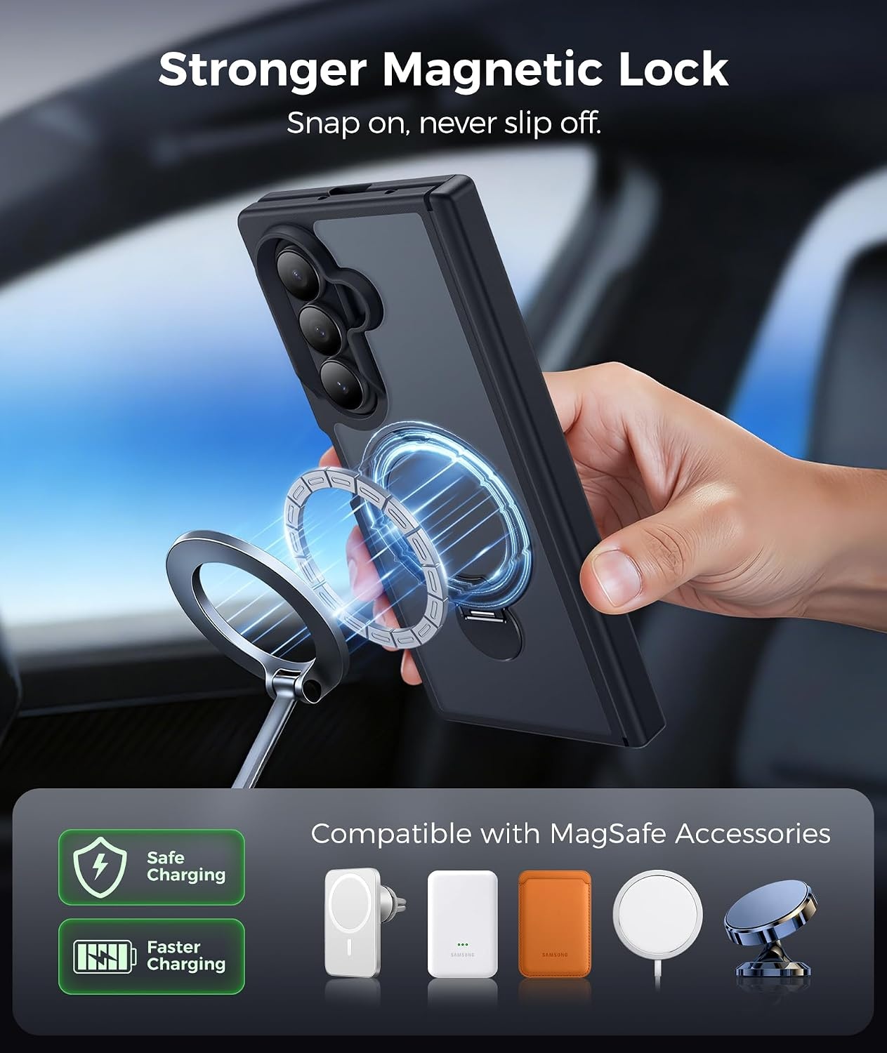 image:imageFNTCASE for iPhone 16 Pro Max Case with 360 Spin Magnetic Stand BlackBlack