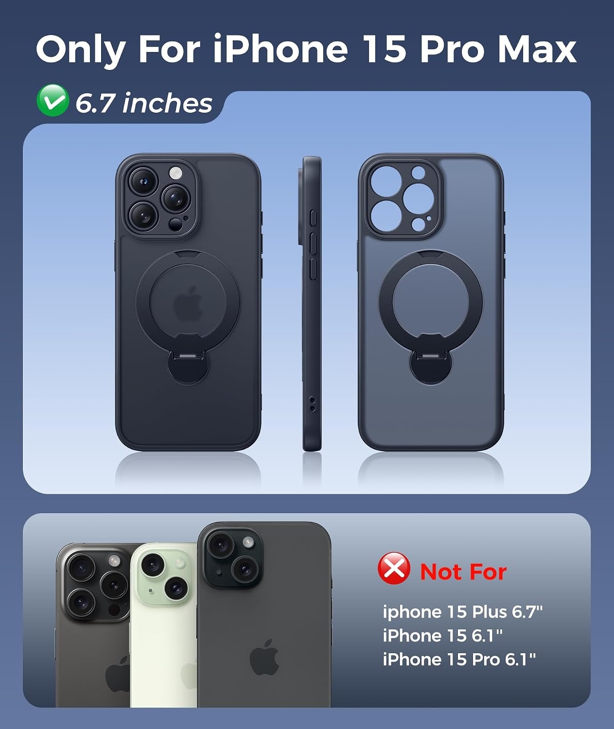 image:imageFNTCASE for iPhone 16 Pro Max Case with 360 Spin Magnetic Stand BlackBlack