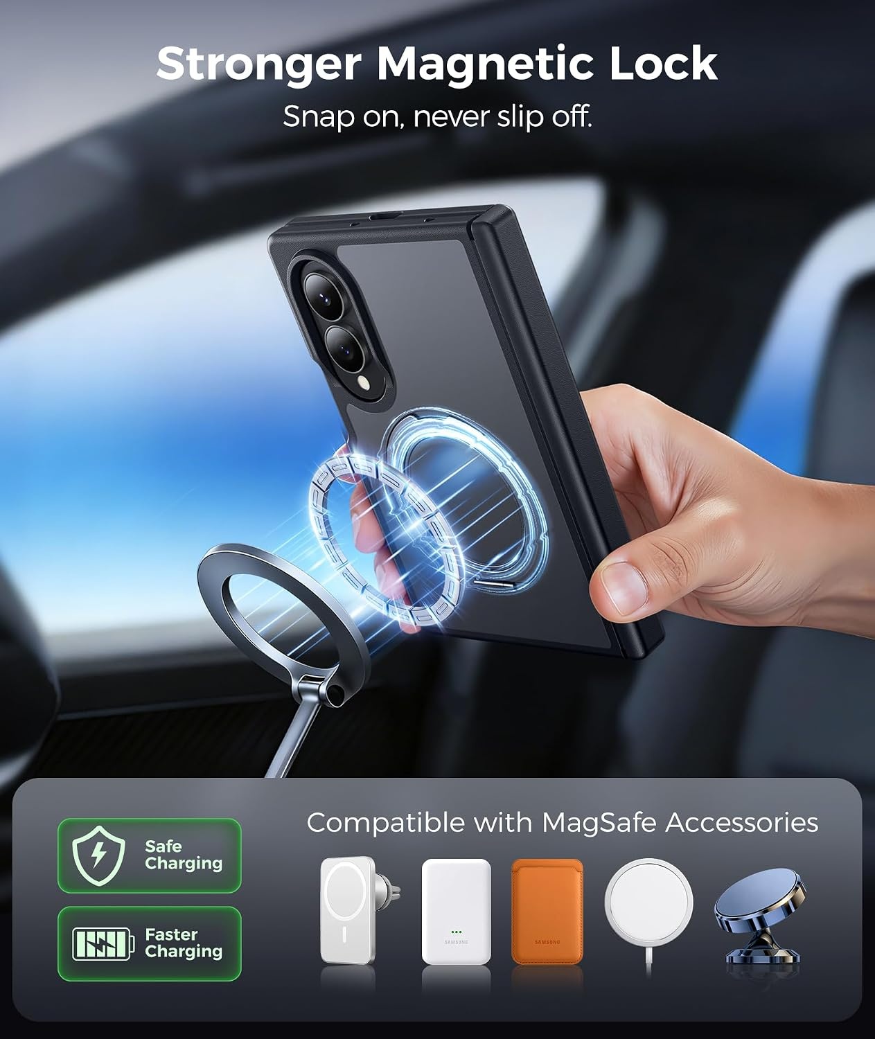 image:imageFNTCASE for iPhone 16 Pro Max Case with 360 Spin Magnetic Stand BlackBlack