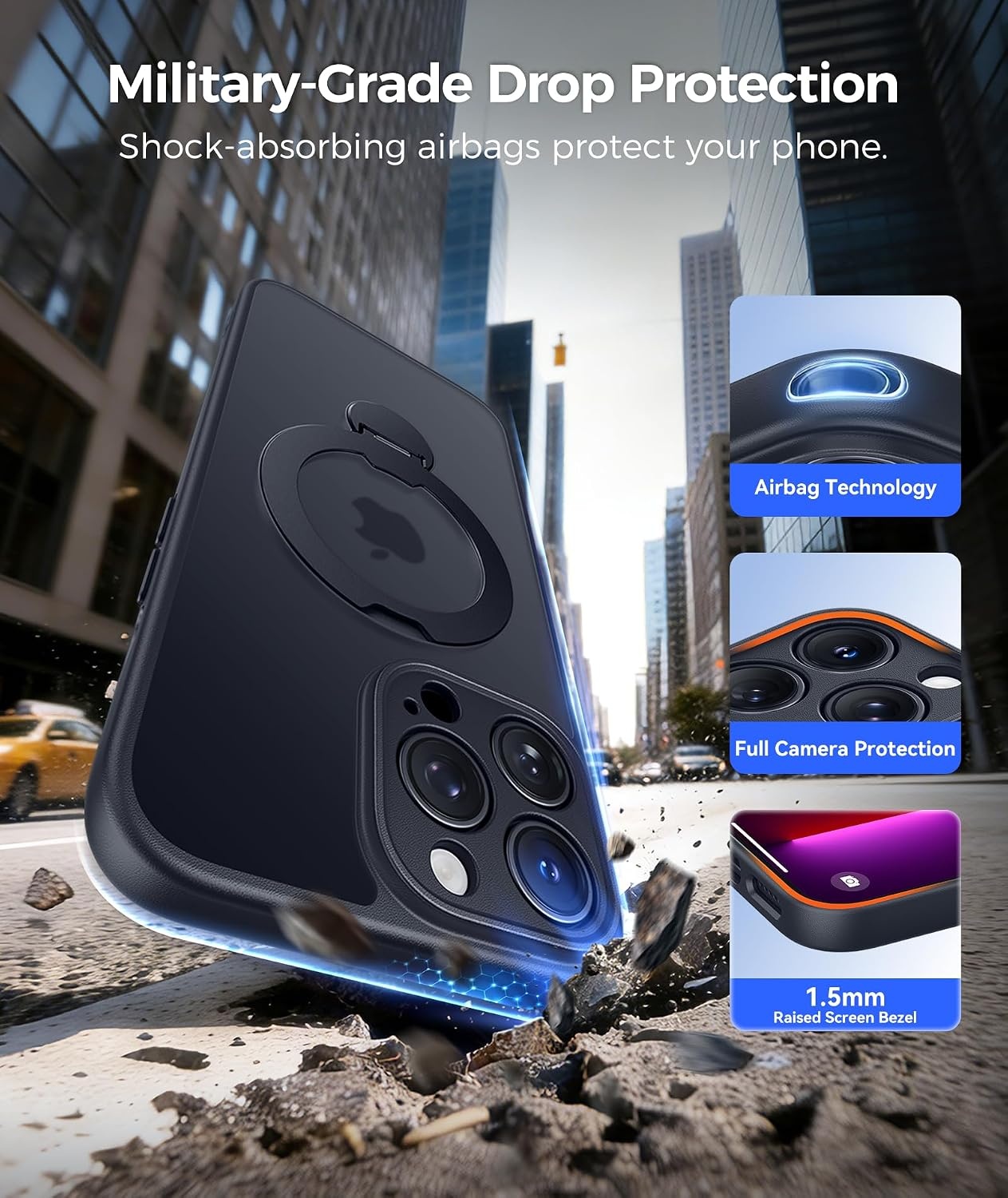 image:imageFNTCASE for iPhone 16 Pro Max Case with 360 Spin Magnetic Stand BlackBlack