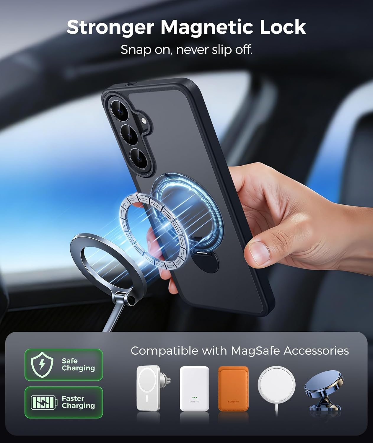 image:imageFNTCASE for iPhone 16 Pro Max Case with 360 Spin Magnetic Stand BlackBlack
