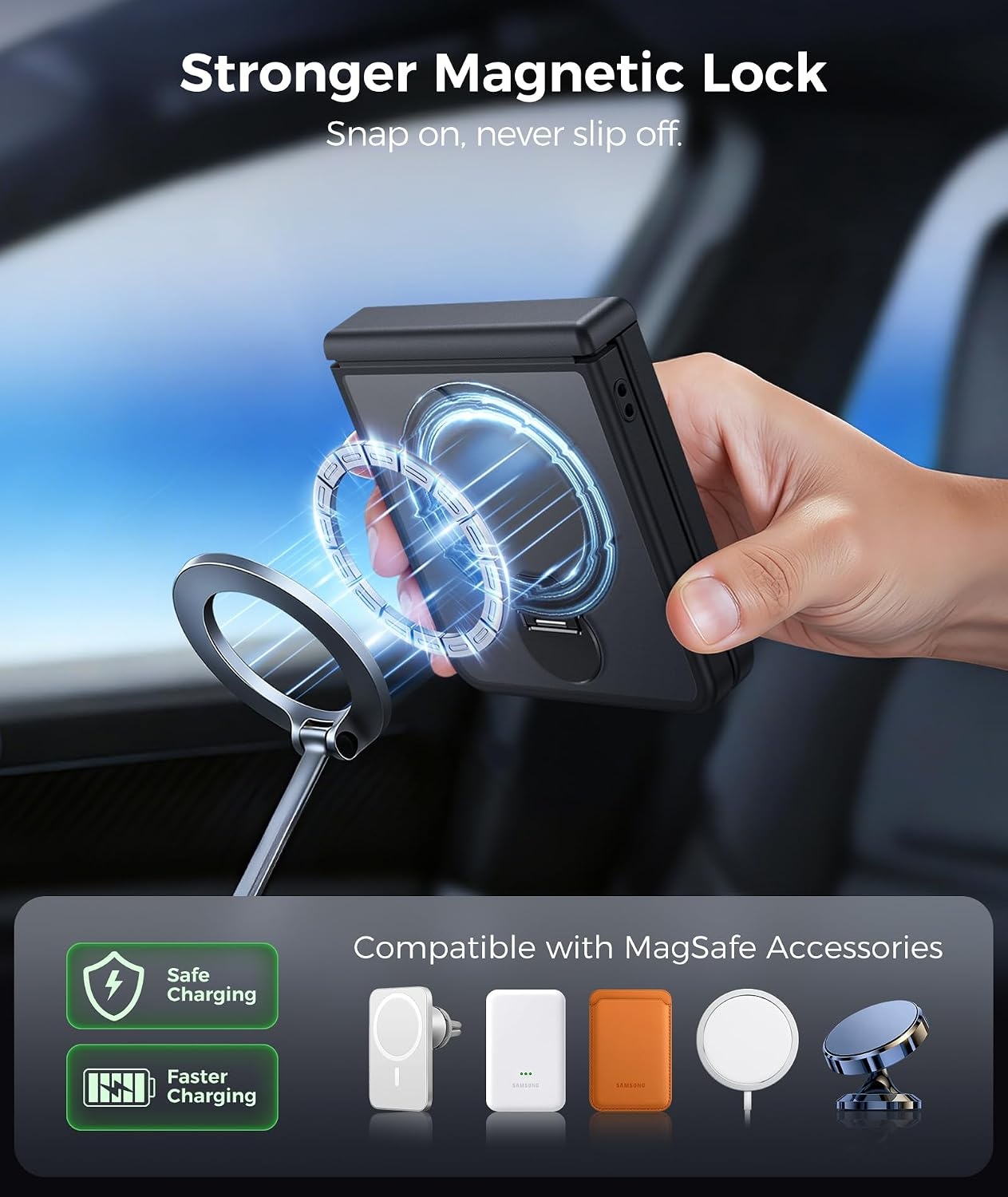 image:imageFNTCASE for iPhone 16 Pro Max Case with 360 Spin Magnetic Stand BlackBlack