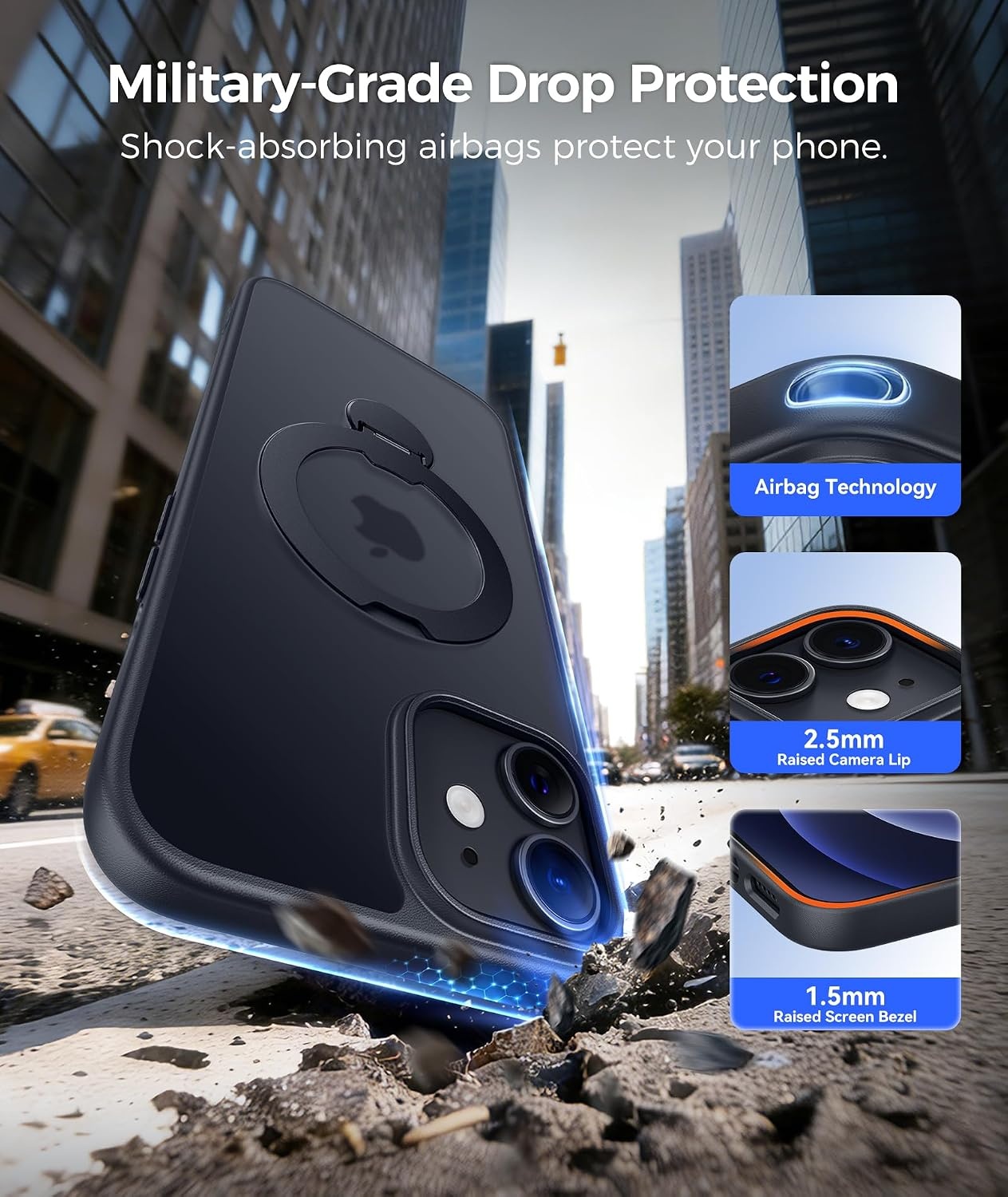 image:imageFNTCASE for iPhone 16 Pro Max Case with 360 Spin Magnetic Stand BlackBlack