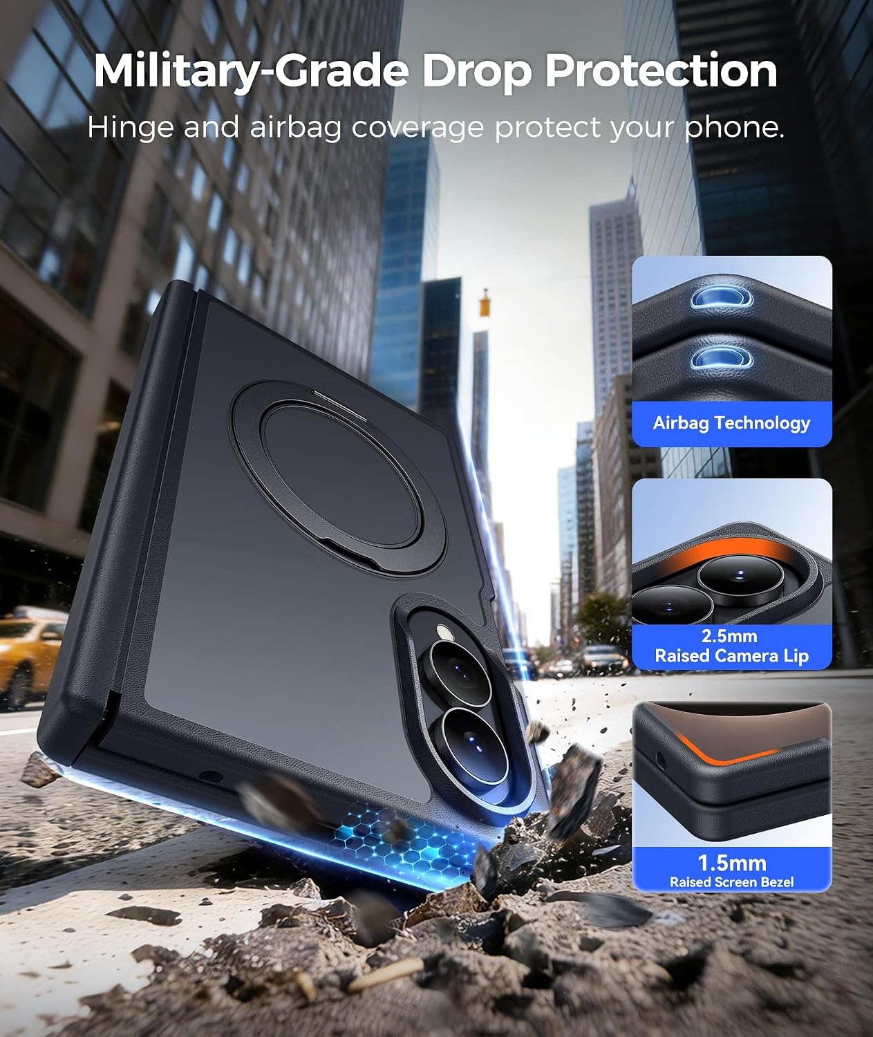 image:imageFNTCASE for iPhone 16 Pro Max Case with 360 Spin Magnetic Stand BlackBlack