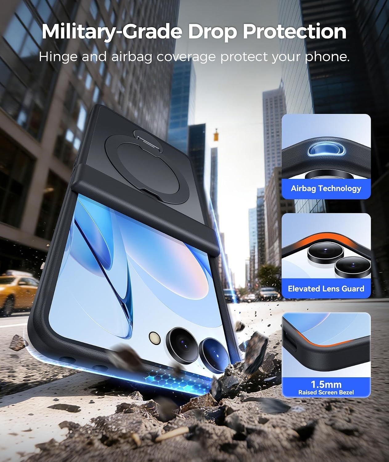 image:imageFNTCASE for iPhone 16 Pro Max Case with 360 Spin Magnetic Stand BlackBlack