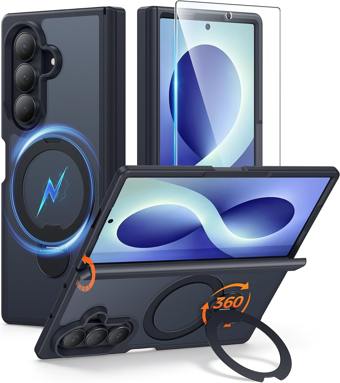 image:imageFNTCASE for iPhone 16 Pro Max Case with 360 Spin Magnetic Stand BlackBlack