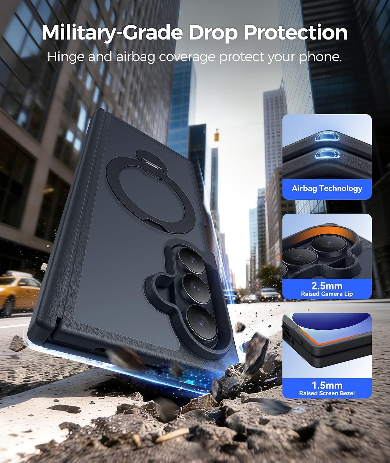 image:imageFNTCASE for iPhone 16 Pro Max Case with 360 Spin Magnetic Stand BlackBlack