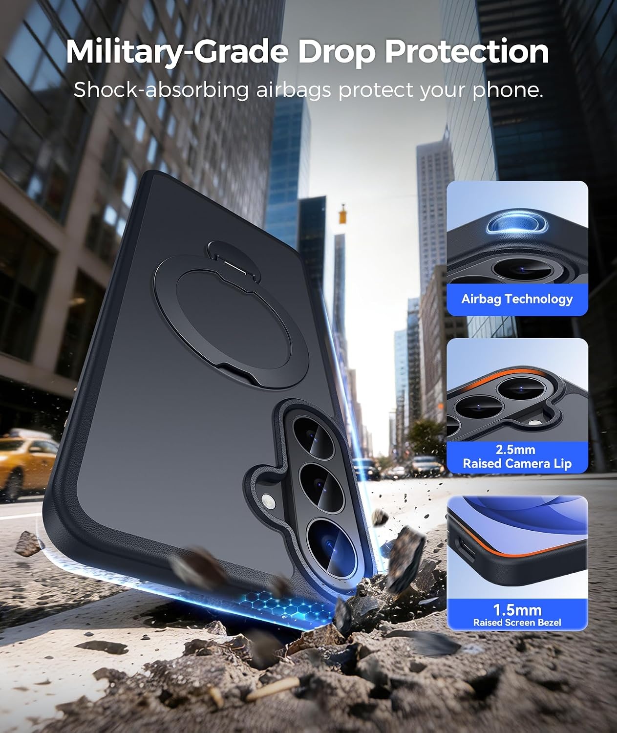 image:imageFNTCASE for iPhone 16 Pro Max Case with 360 Spin Magnetic Stand BlackBlack