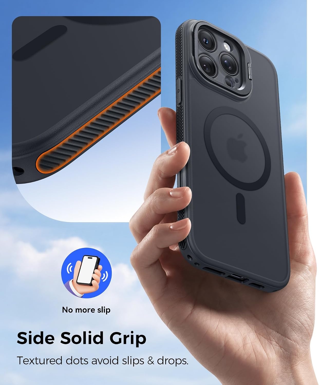 image:imageFNTCASE for iPhone 16 Pro Max Case with 360 Spin Magnetic Stand BlackBlack