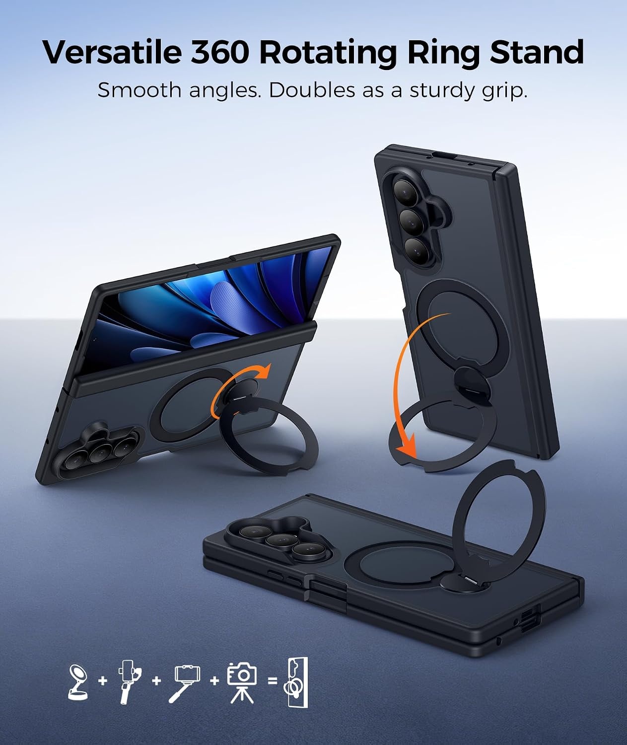 image:imageFNTCASE for iPhone 16 Pro Max Case with 360 Spin Magnetic Stand BlackBlack