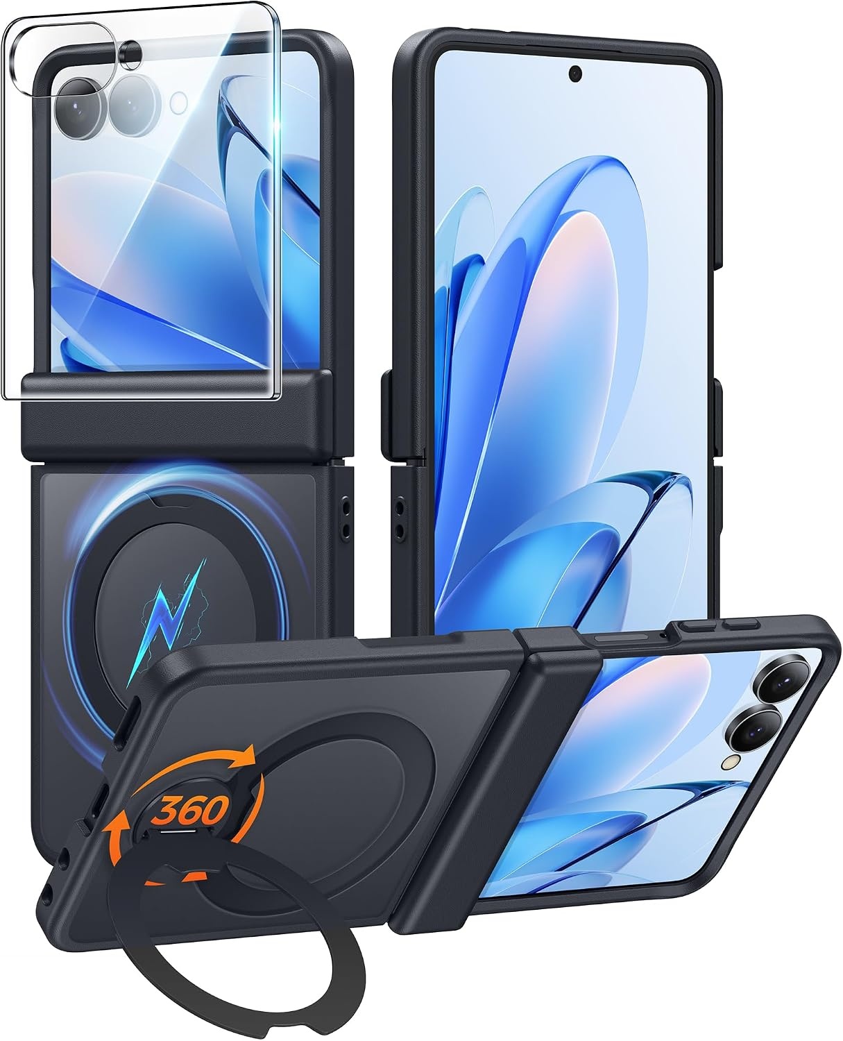 image:imageFNTCASE for iPhone 16 Pro Max Case with 360 Spin Magnetic Stand BlackBlack