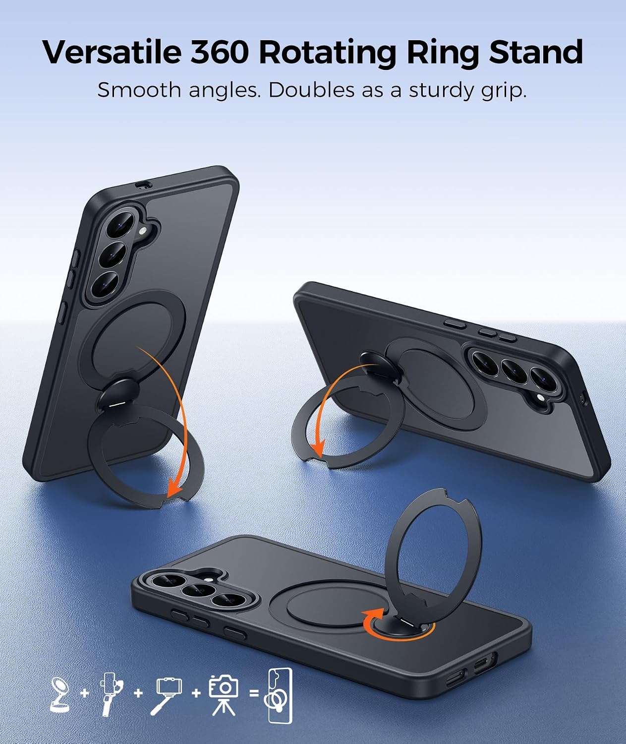 image:imageFNTCASE for iPhone 16 Pro Max Case with 360 Spin Magnetic Stand BlackBlack