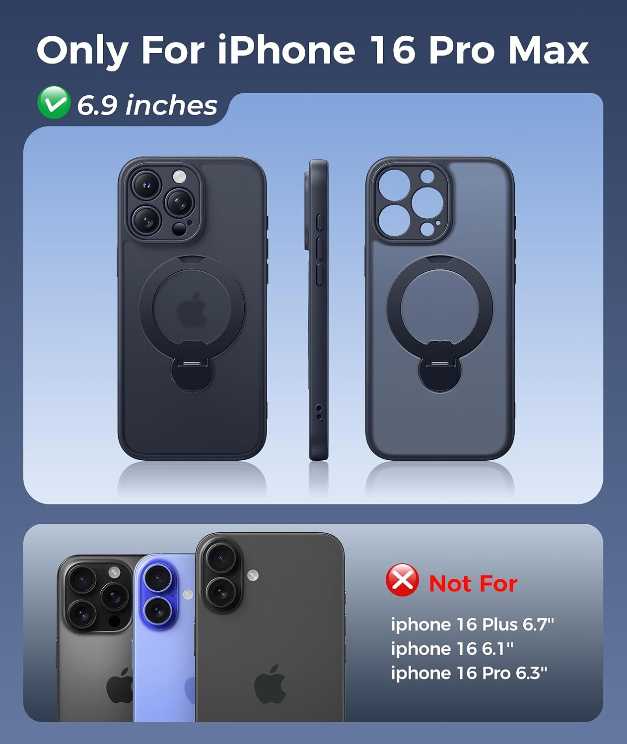 image:imageFNTCASE for iPhone 16 Pro Max Case with 360 Spin Magnetic Stand BlackBlack