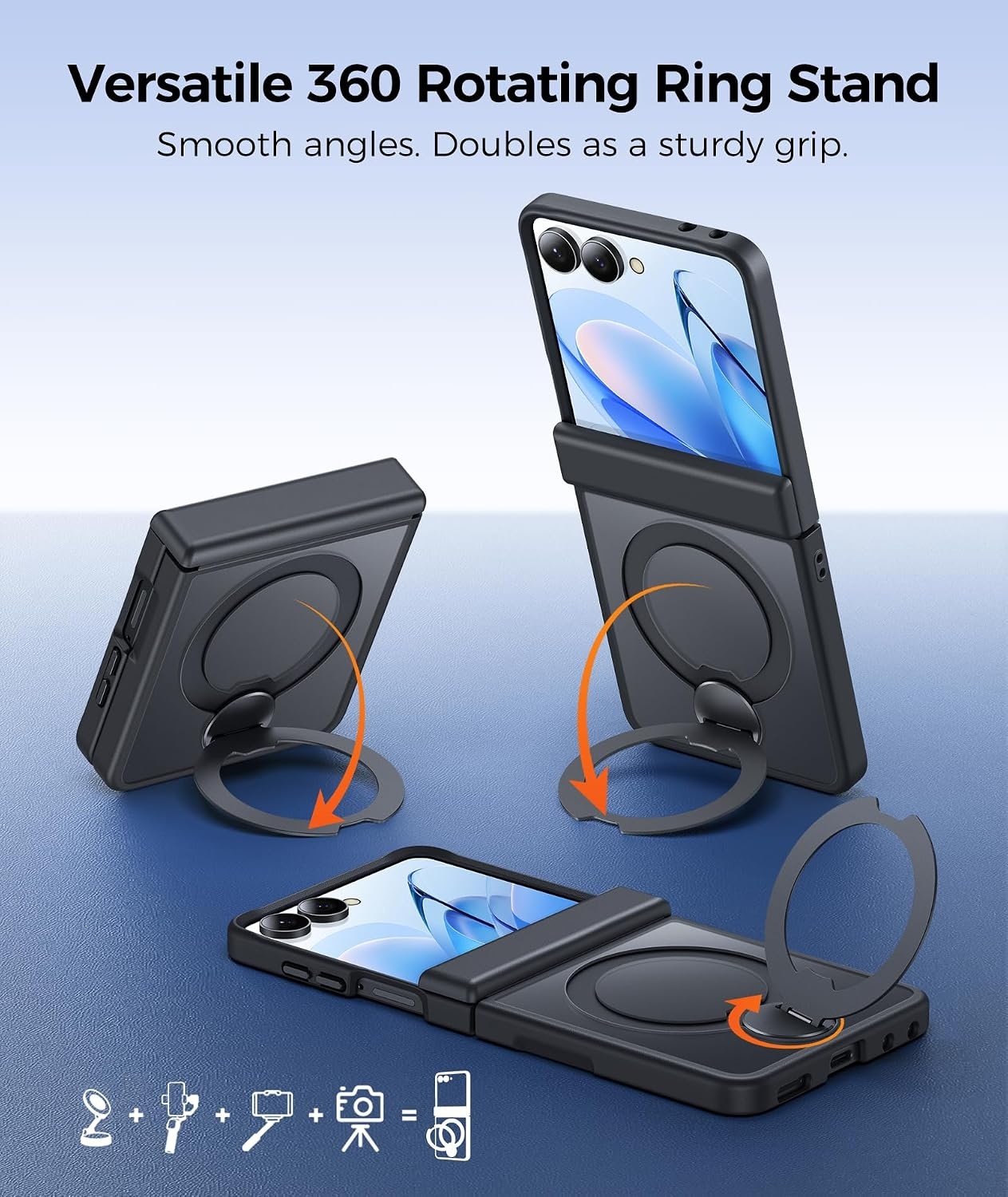 image:imageFNTCASE for iPhone 16 Pro Max Case with 360 Spin Magnetic Stand BlackBlack