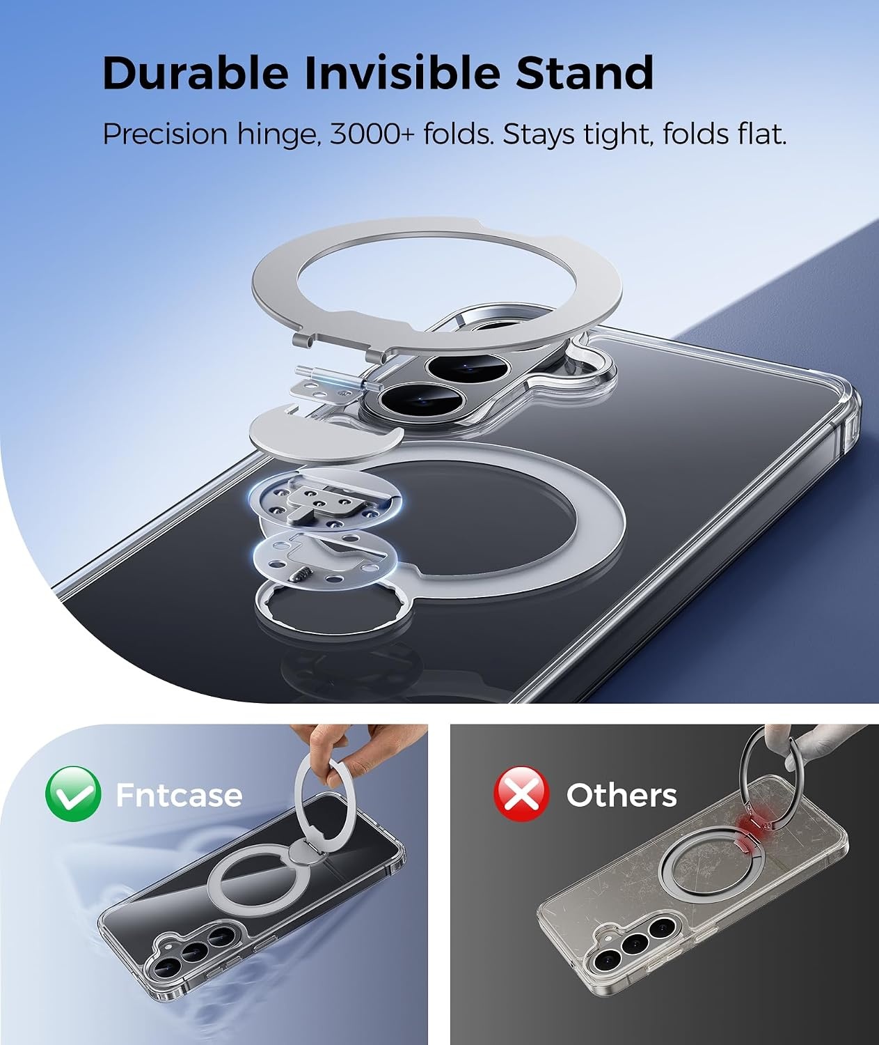 image:imageFNTCASE for iPhone 16 Pro Max Case with 360 Spin Magnetic Stand BlackClear